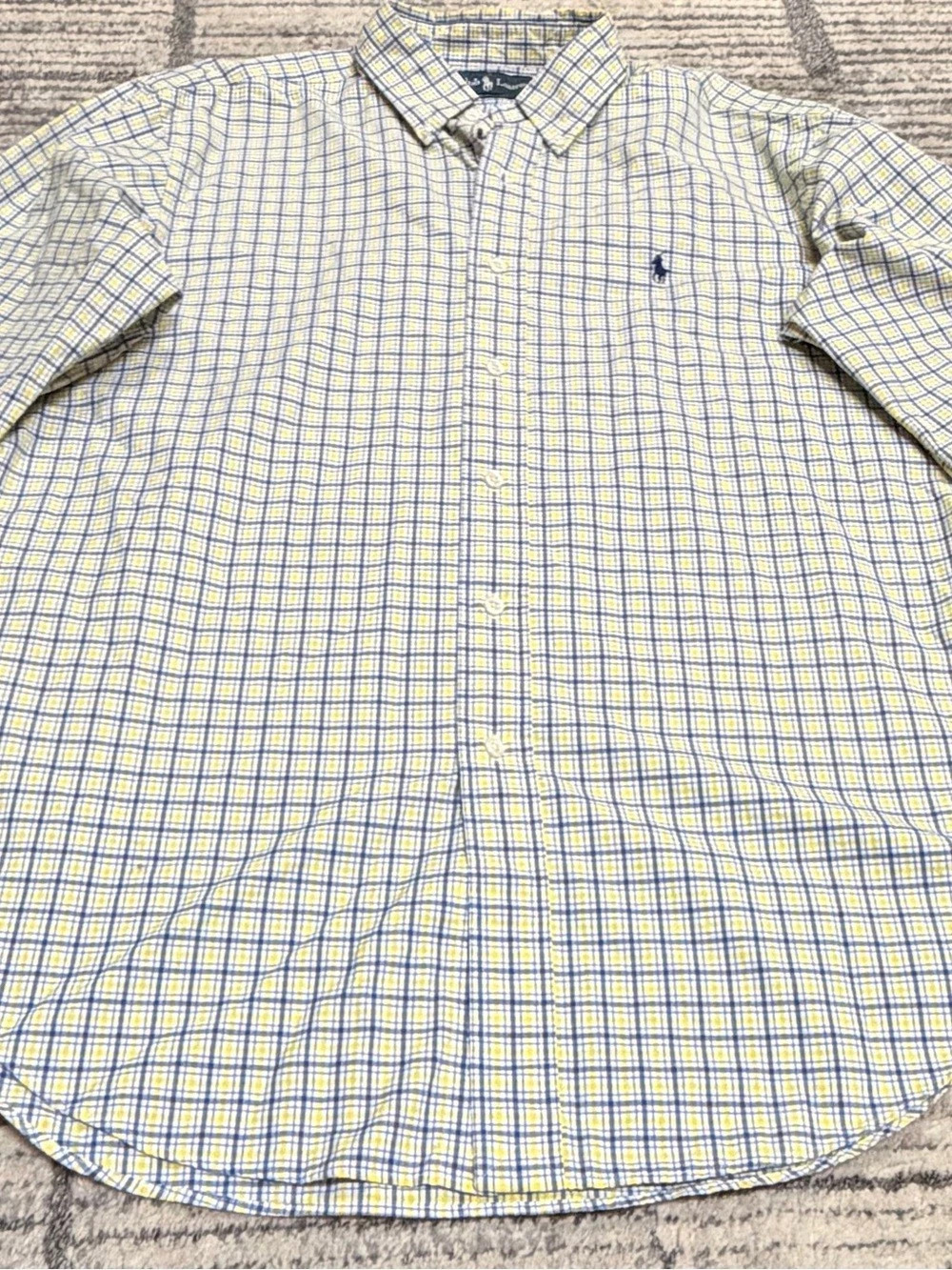 Ralph Lauren Classic Fit Plaid Button Down Yellow & Blue Large Like New